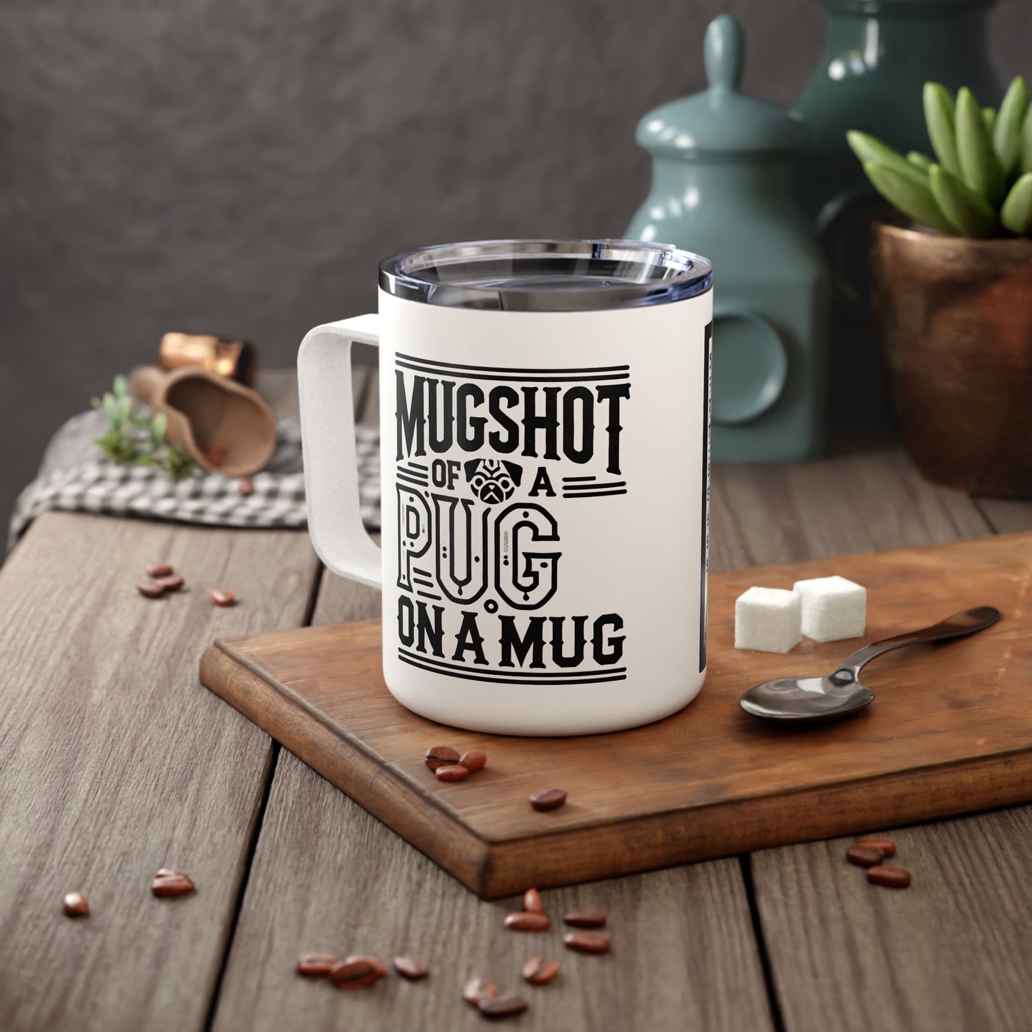Pug Mugshot — Insulated Mug, 10oz